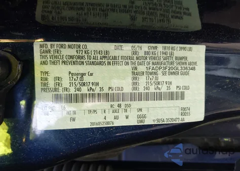 2016 Ford Focus Se z USA, uszkodzony, nr VIN 1FADP3F20GL336348